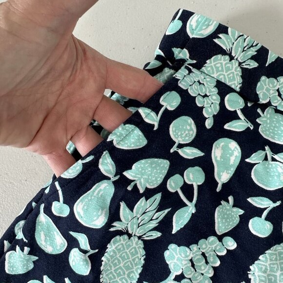 J Jill Wearever Shorts Size M Blue Fruit Print Pull On Pockets - Picture 3 of 11